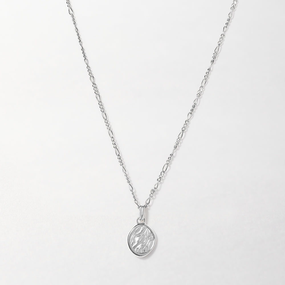 Textured Coin Necklace - Silver